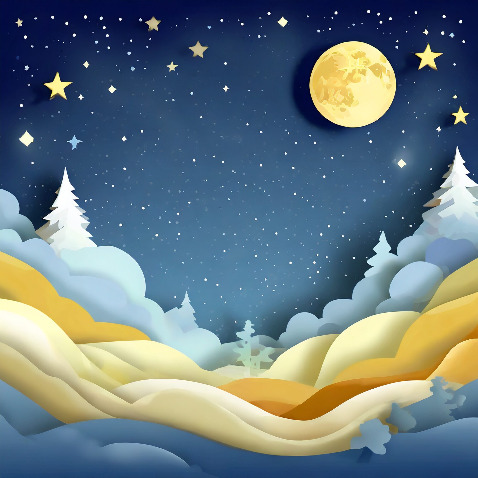 星と月の夜の背景素材